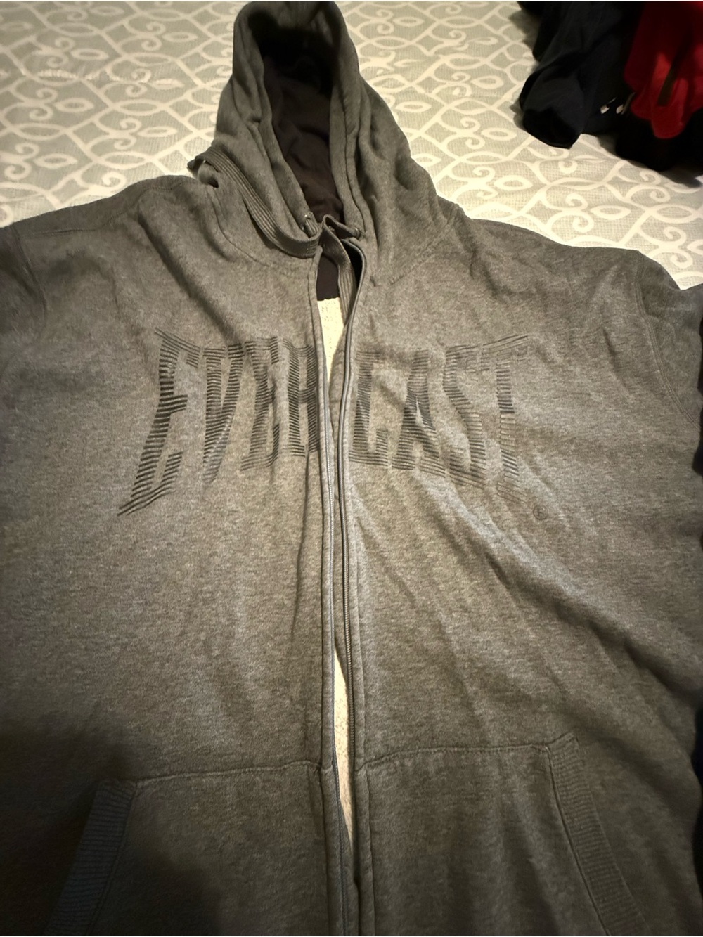 Everlast Men's Gray Full-Zip Hooded Sweatshirt with Front Logo